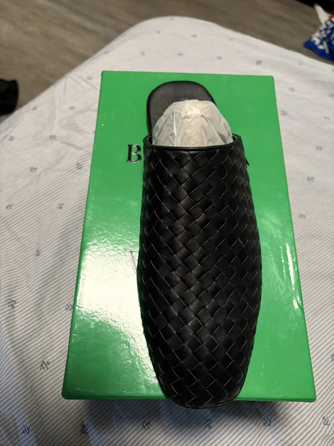 Bottega Veneta Black Woven Leather Mule Shoes - photo 2