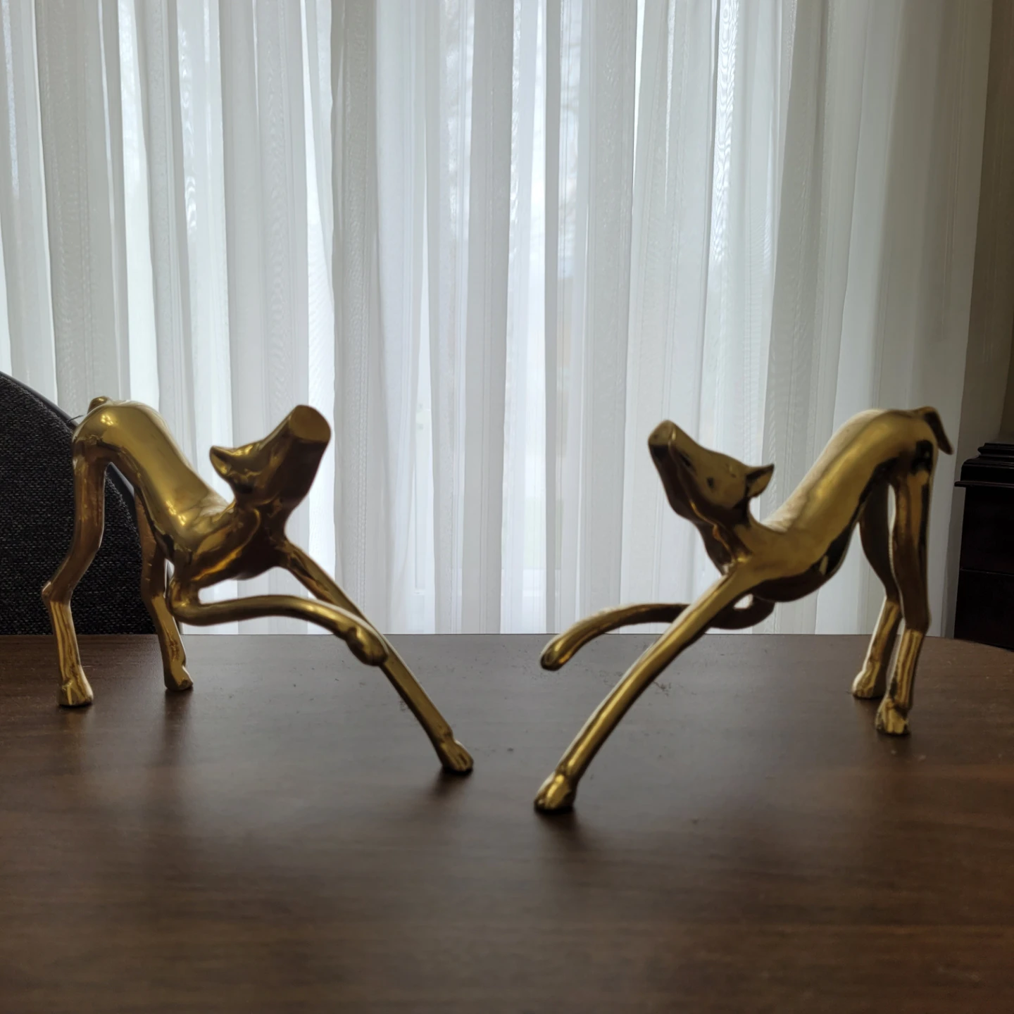 Pair of Brass Egyptian Ancient Dog Figurines