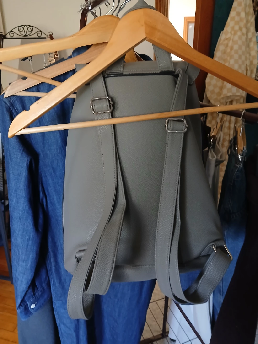 Grey Faux Leather Backpack - photo 4