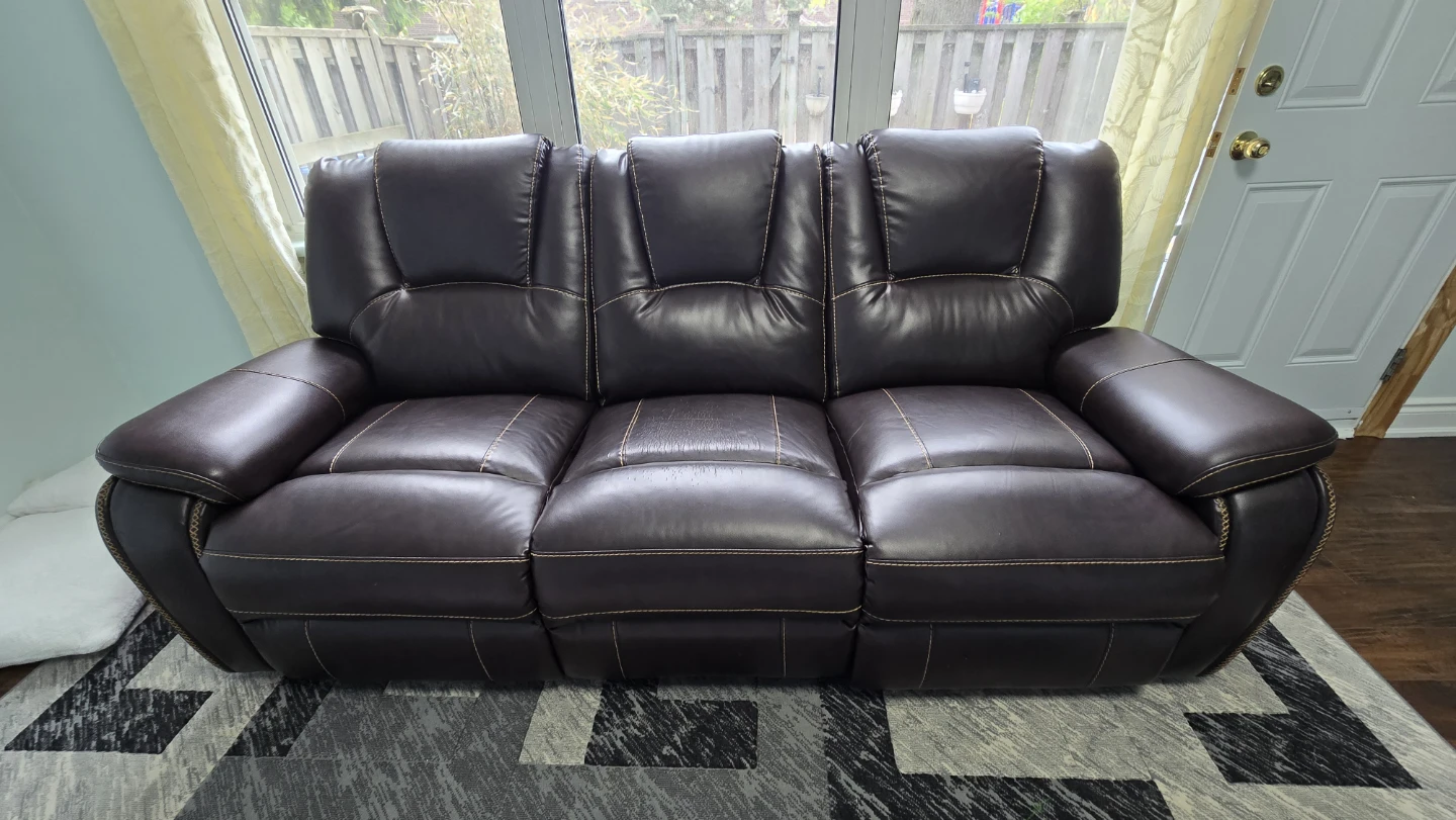 Brown Leather Reclining Sofa