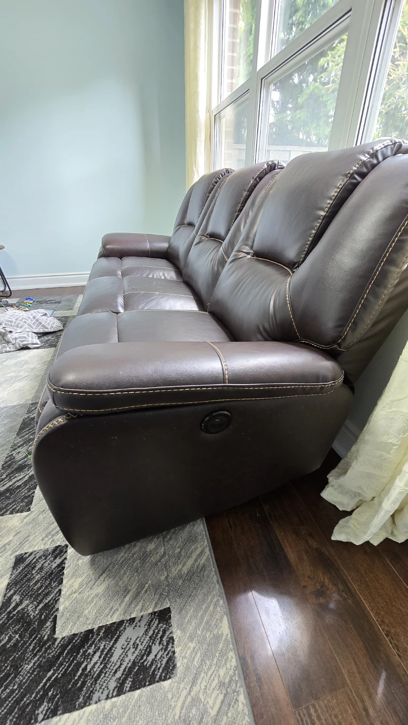 Brown Leather Reclining Sofa - photo 2