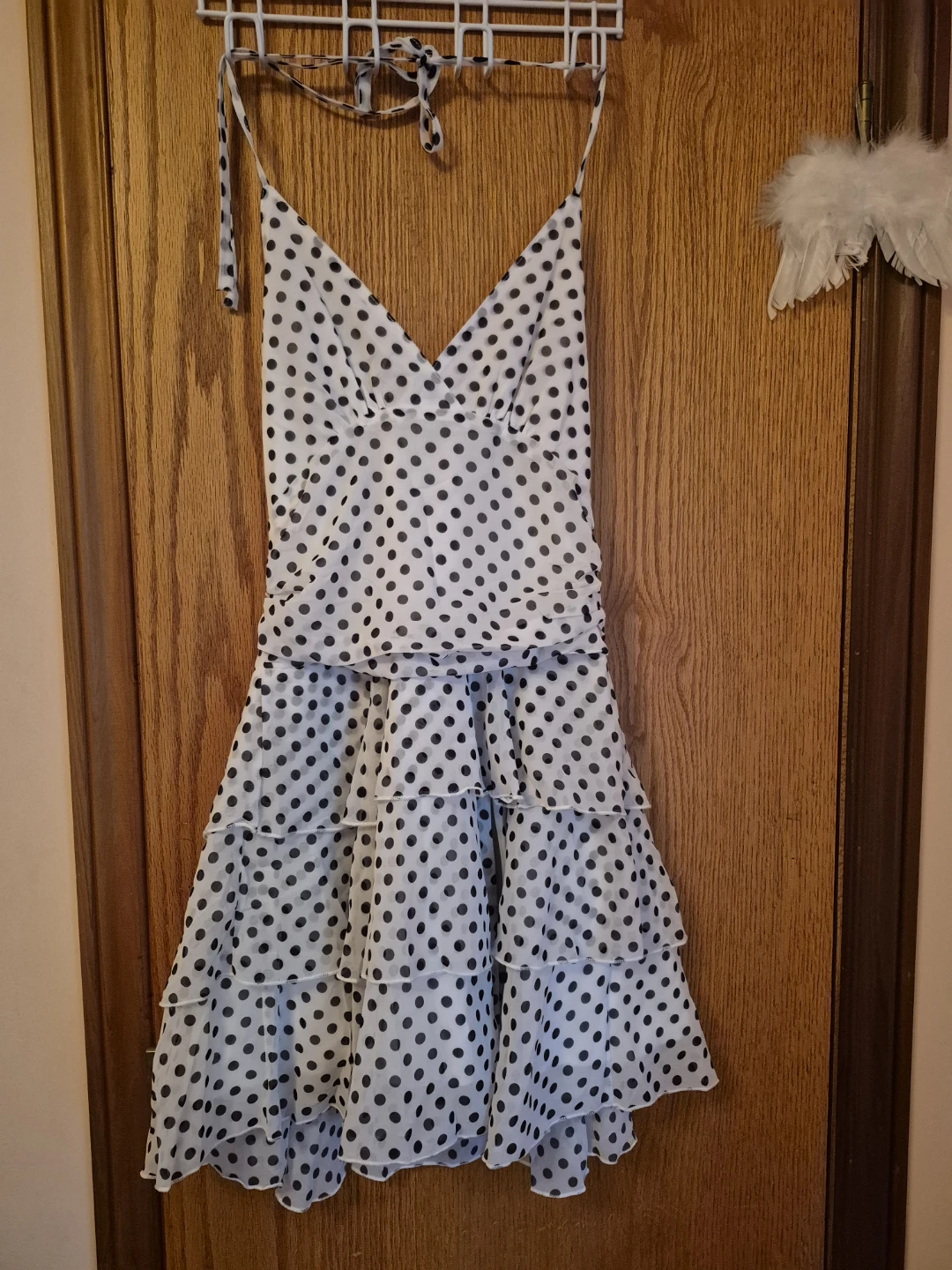 White Polka Dot Halter Dress