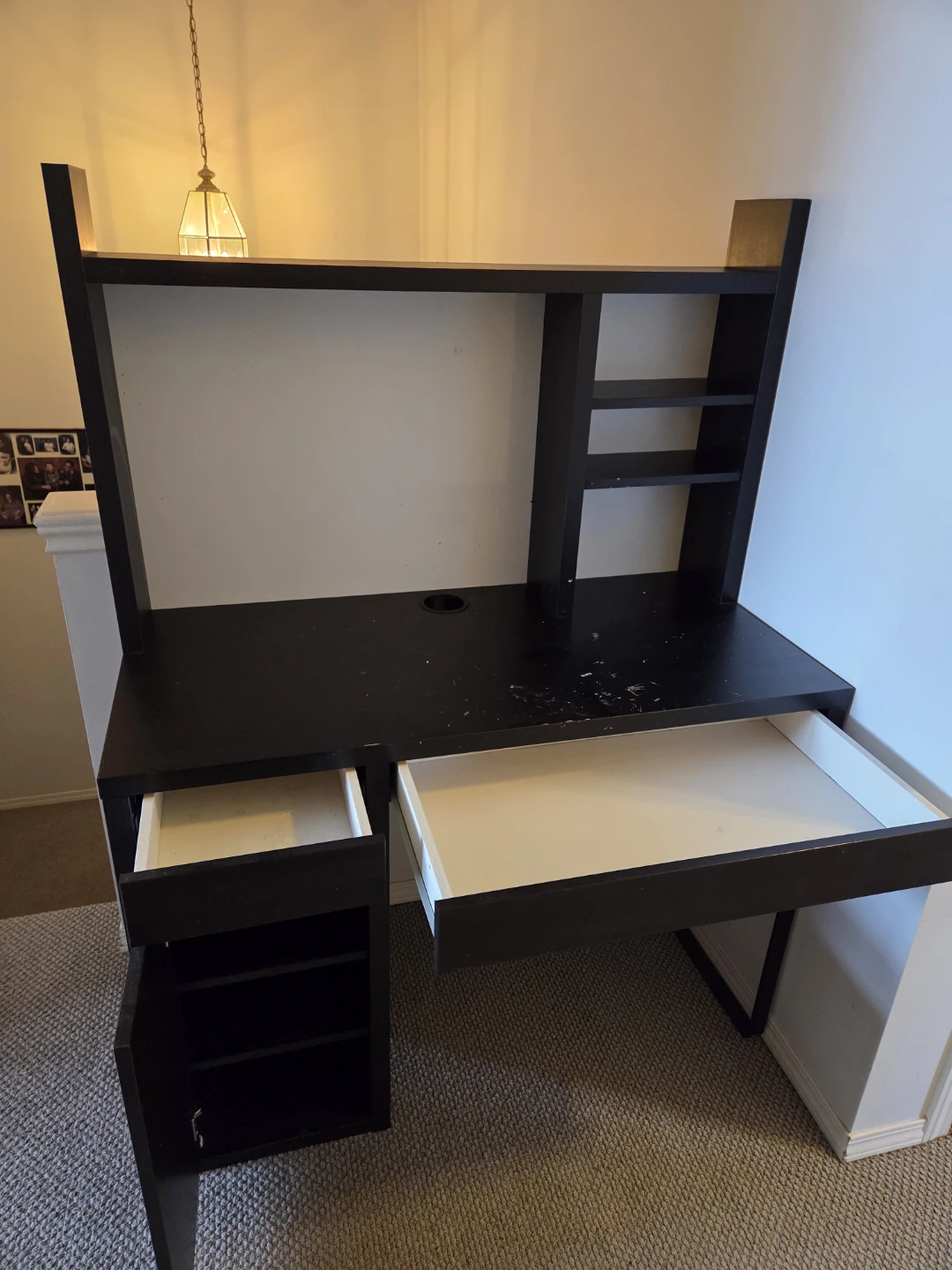 Black Computer Desk with Hutch and Shelving - photo 2