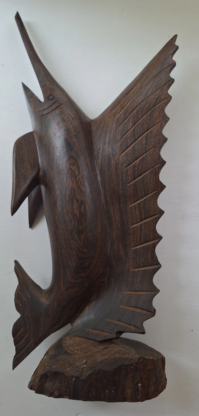 Handcarved Ironwood Sailfish Swordfish Sculpture - photo 2