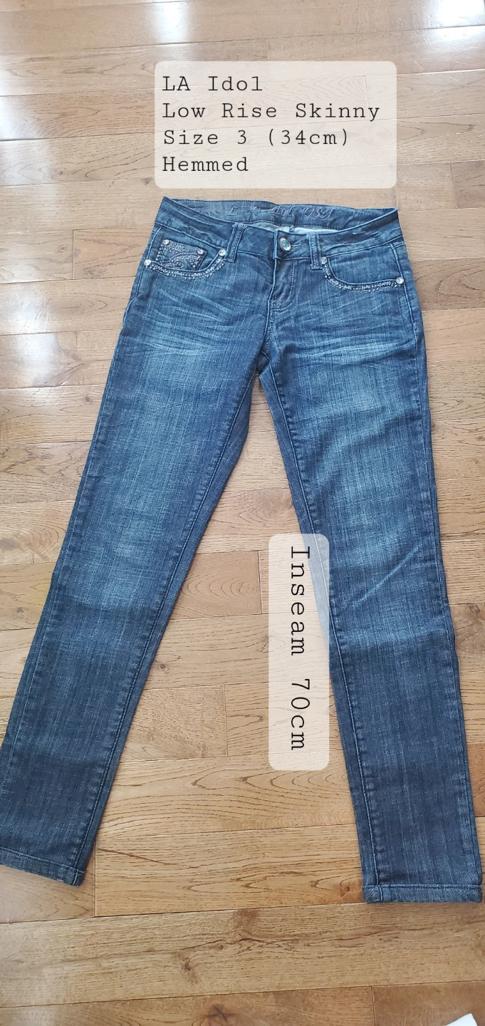 LA Idol Low Rise Skinny Jeans - White & Blue - photo 3