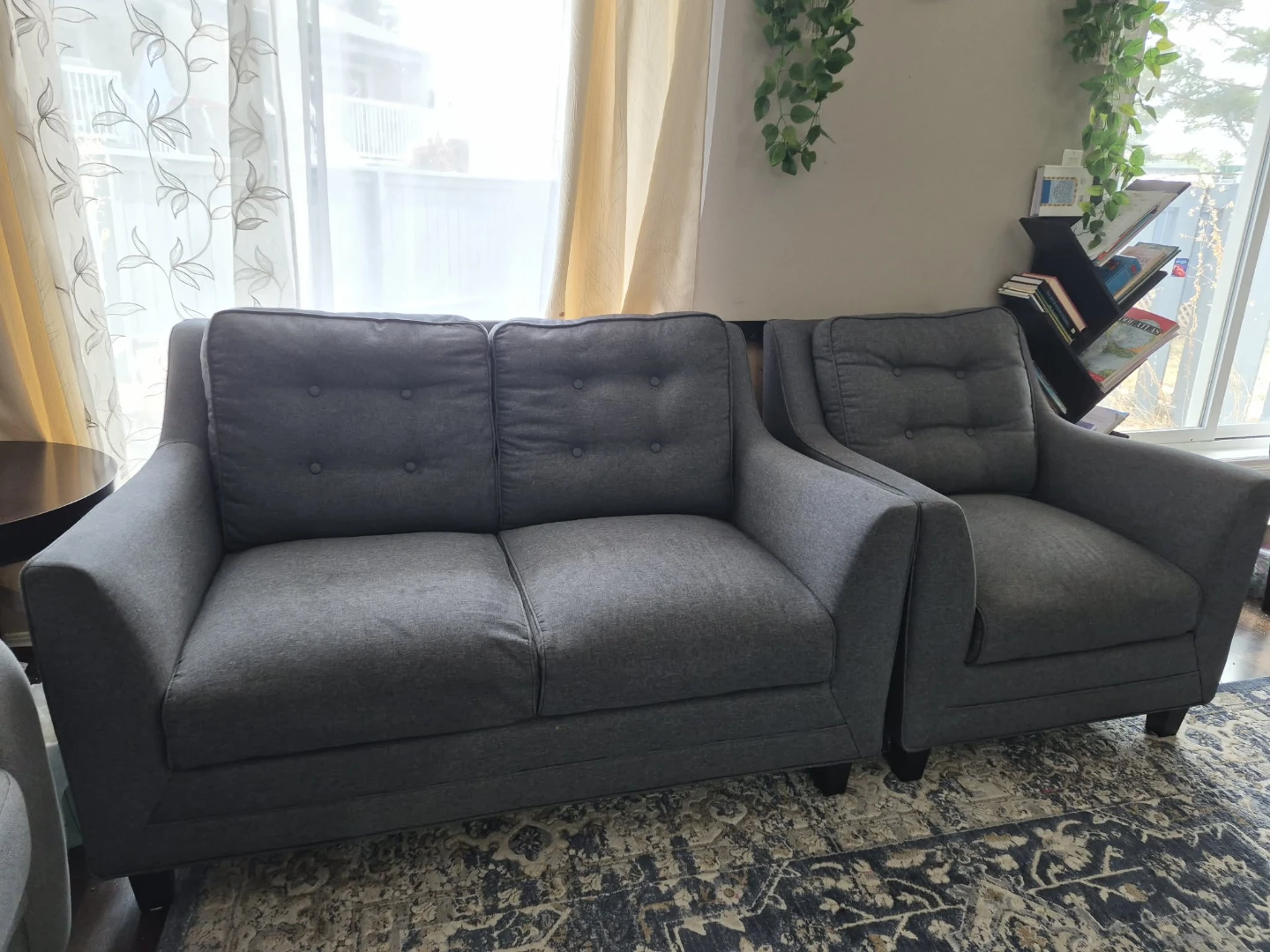 Grey Armchair and Loveseat Set - photo 2