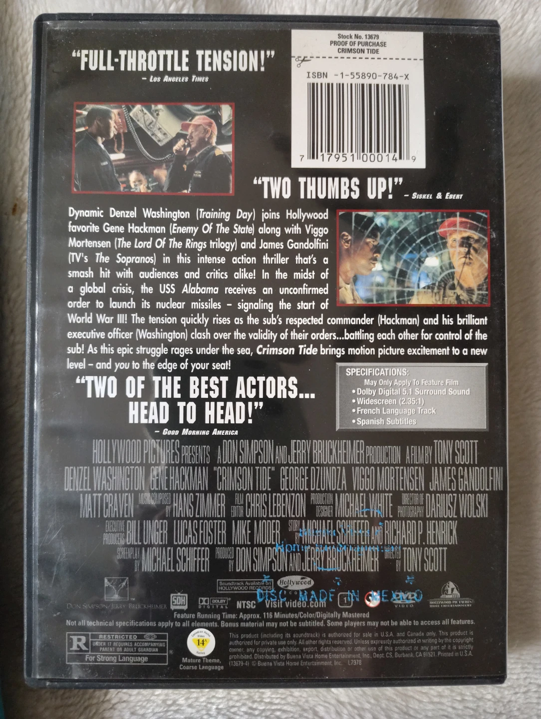 Crimson Tide DVD - photo 2