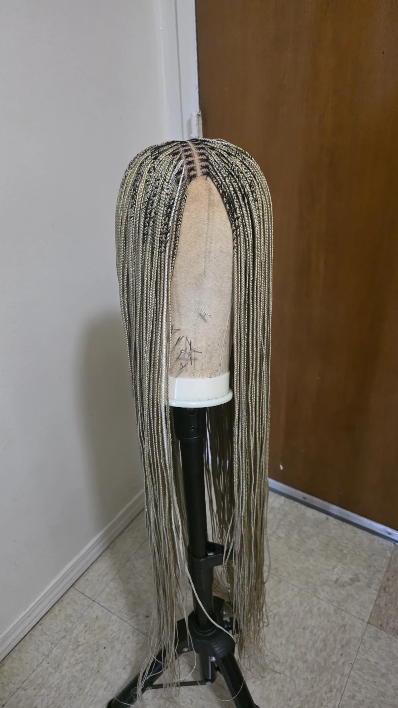 Long Braided Wig - Blonde and Black Mix