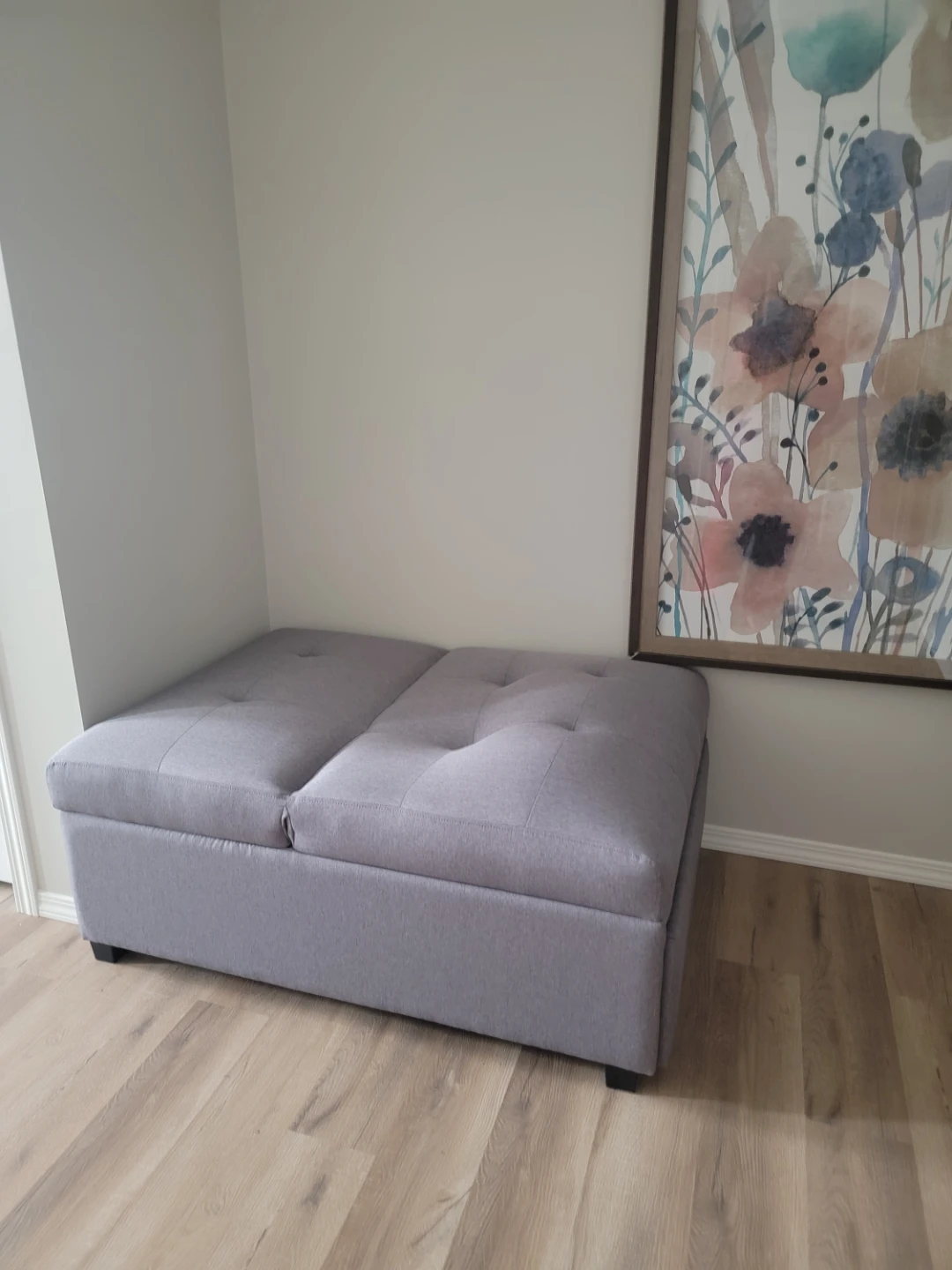Convertible Pull-Out Guest Bed/ Sleeper Bench - Grey