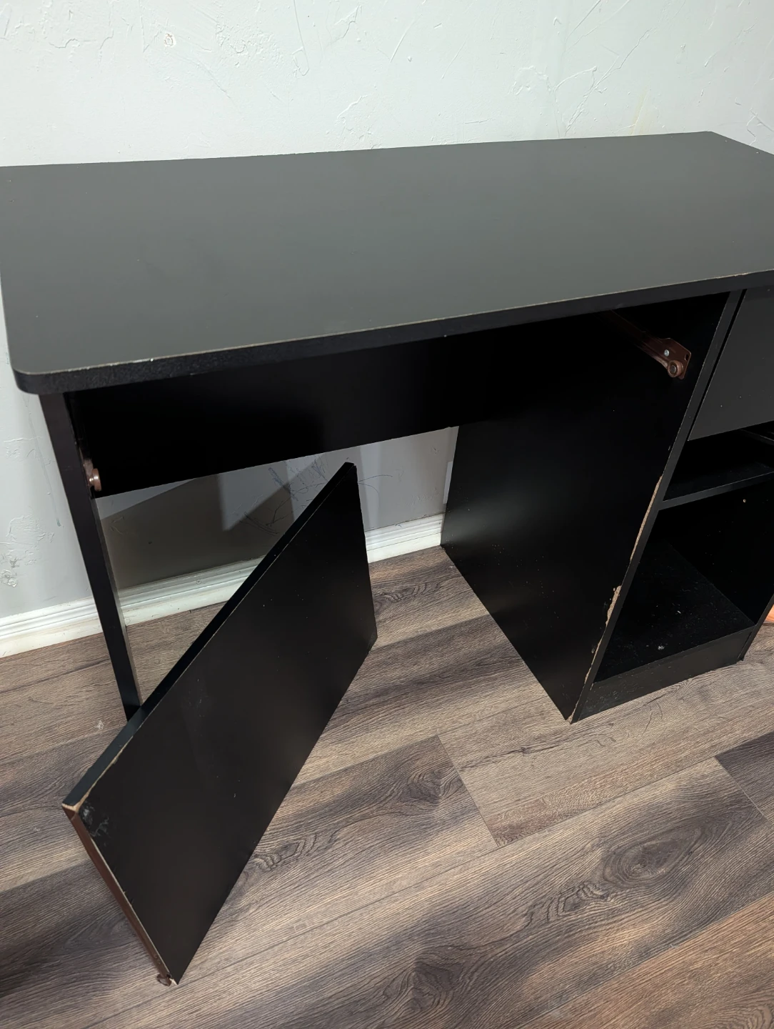 Black Desk with Drawer and Shelves - photo 4