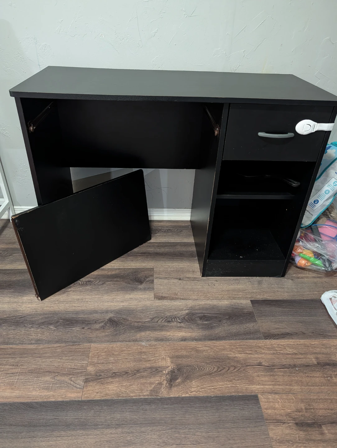 Black Desk with Drawer and Shelves - photo 5