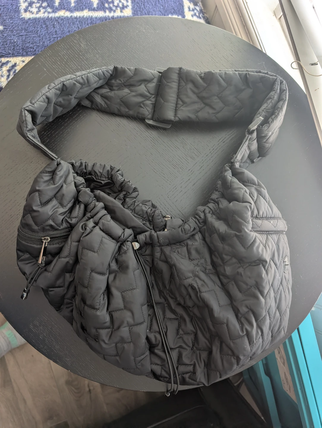 Quilted black shoulder pet carrier bag - photo 3