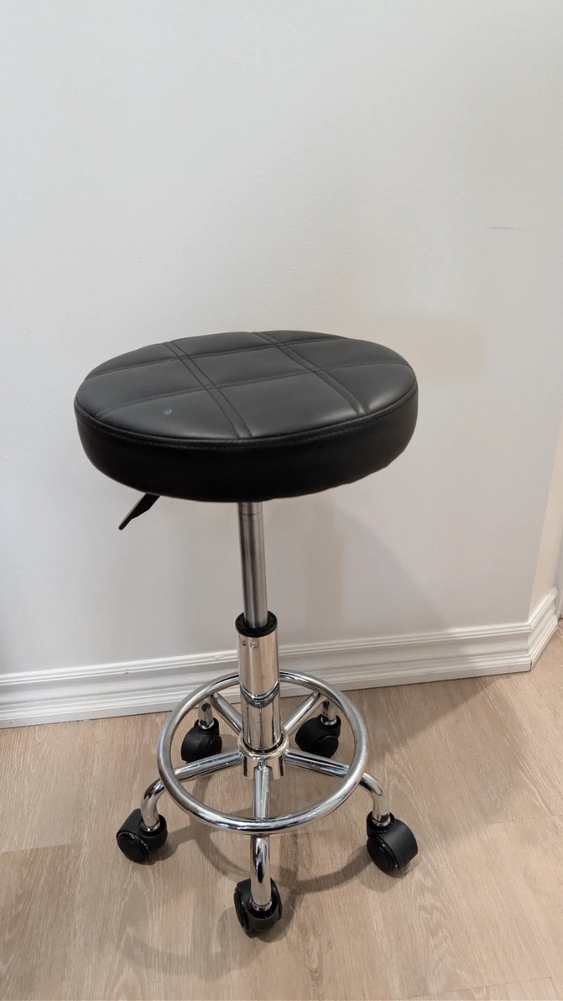Black Adjustable Rolling Stool
