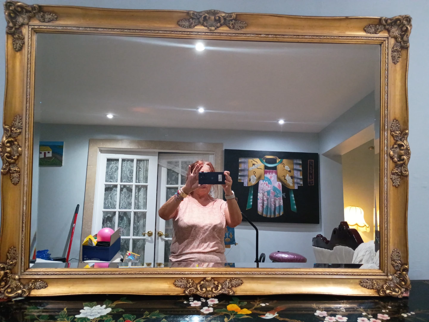 Ornate Gold Gilt Mirror with Carved Wood Frame