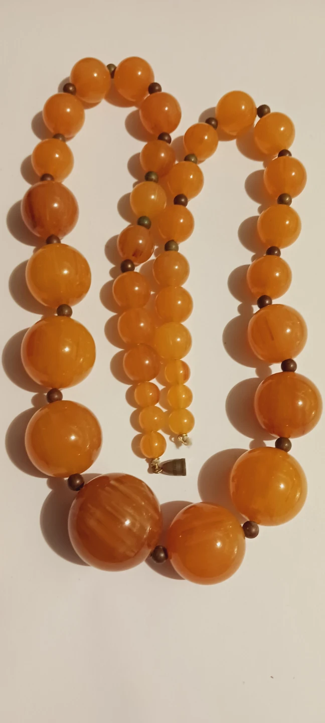 Egg Yolk Butterscotch Graduated Amber Vintage Necklace - photo 2