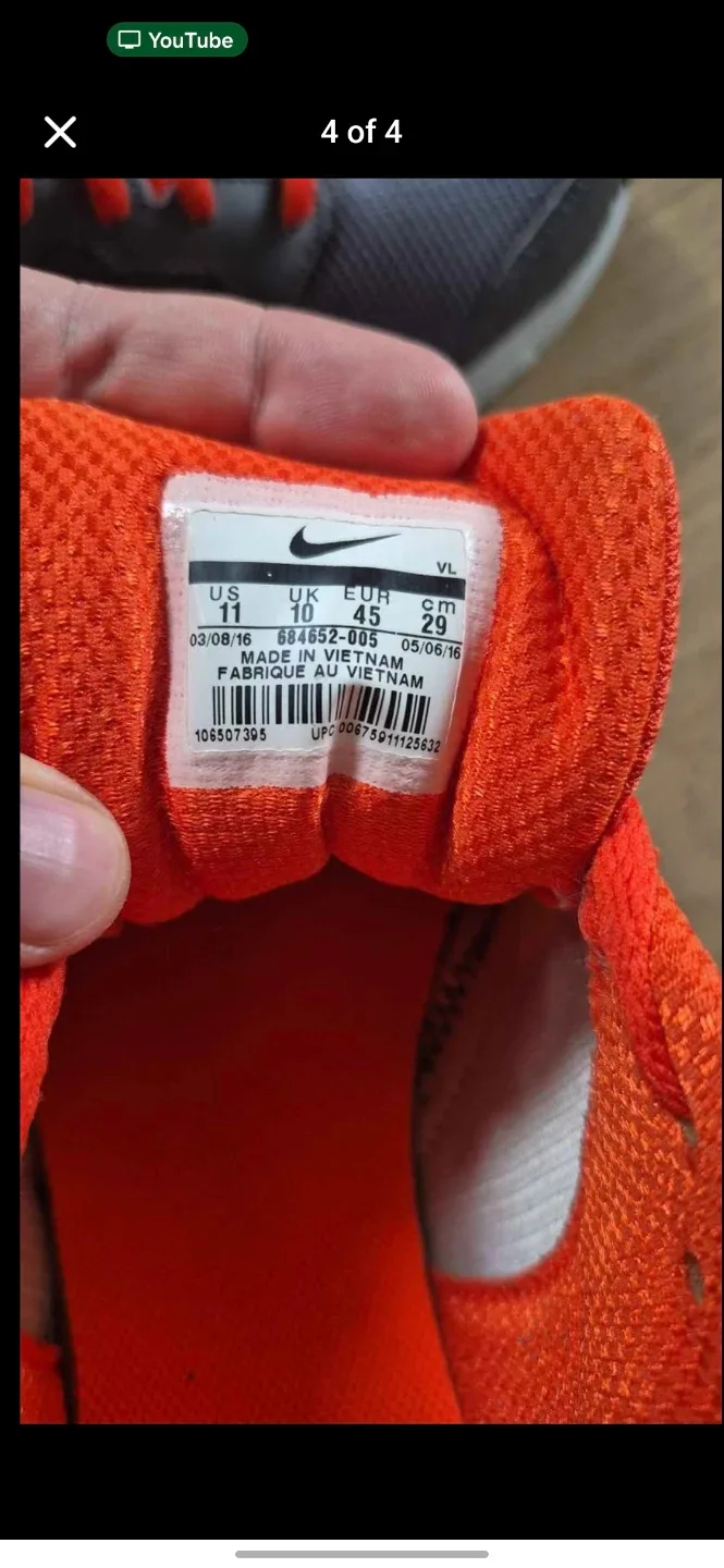 Nike Downshifter 6 Men's Running Shoes Grey Orange US 11 - photo 4