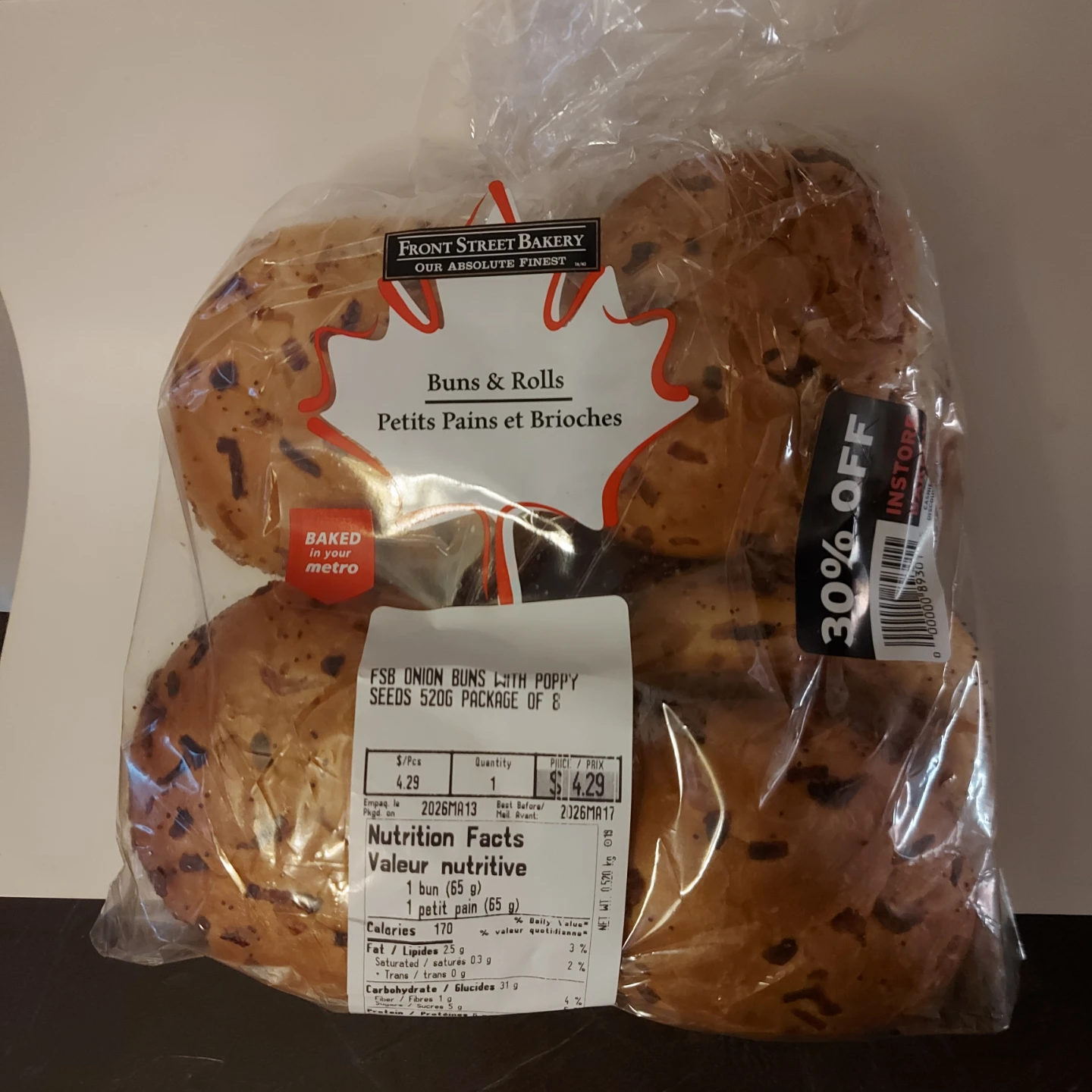 FREE - Front Street Bakery Onion Buns