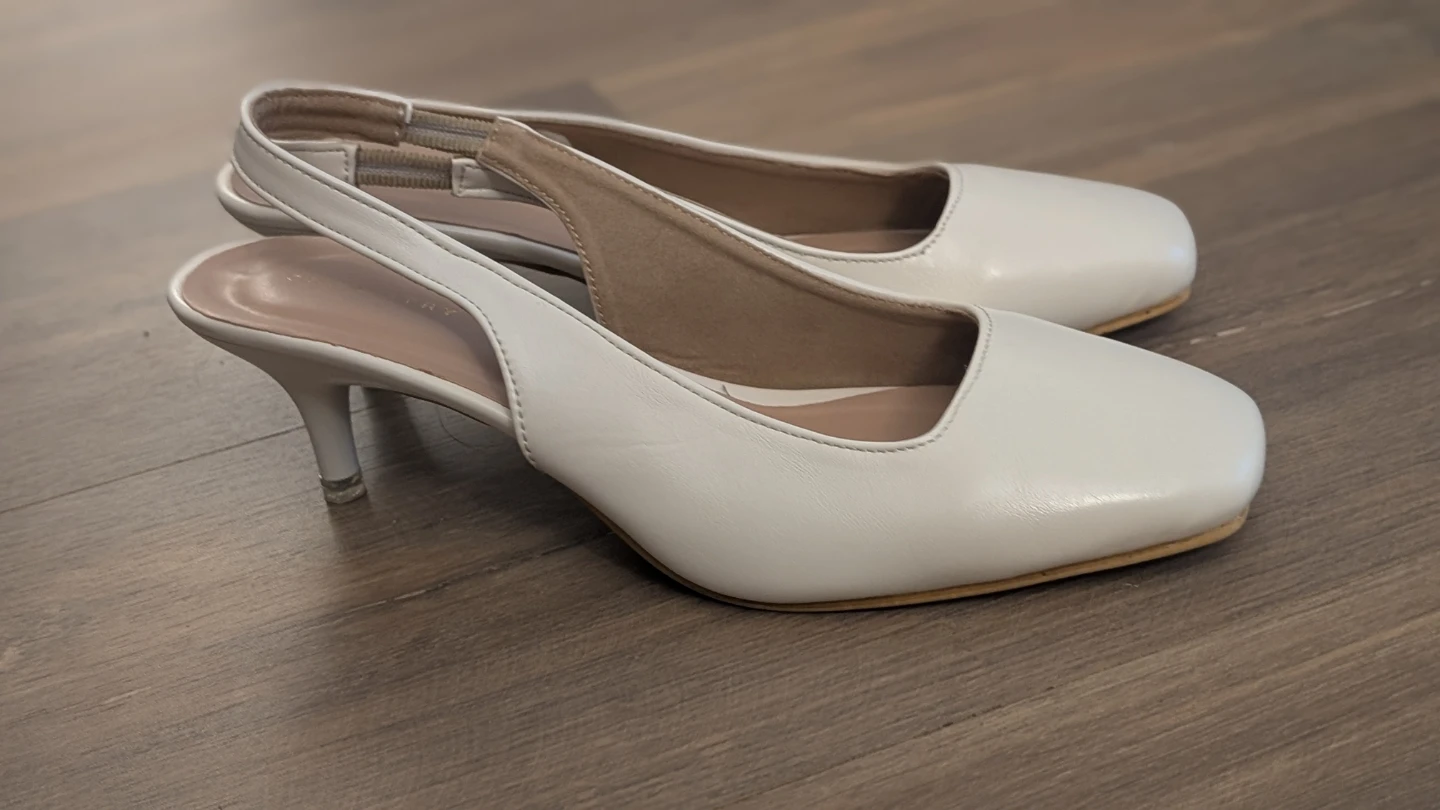 White Slingback Heels - unworn