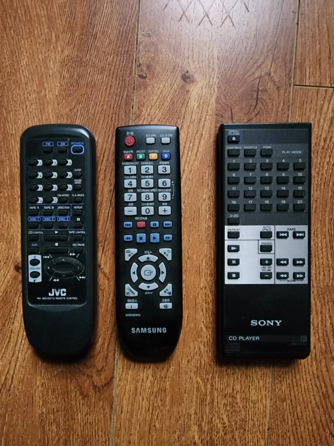 Samsung, Sony, and JVC Remote Controls