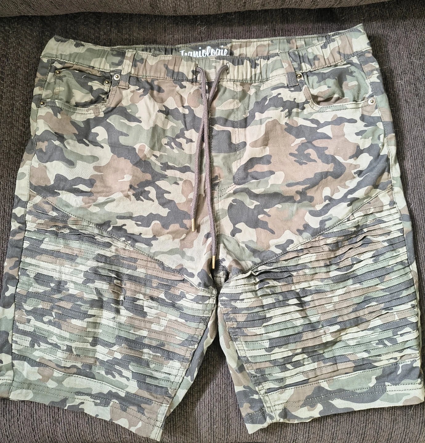 Jeanologia Camo Moto Shorts Size 38