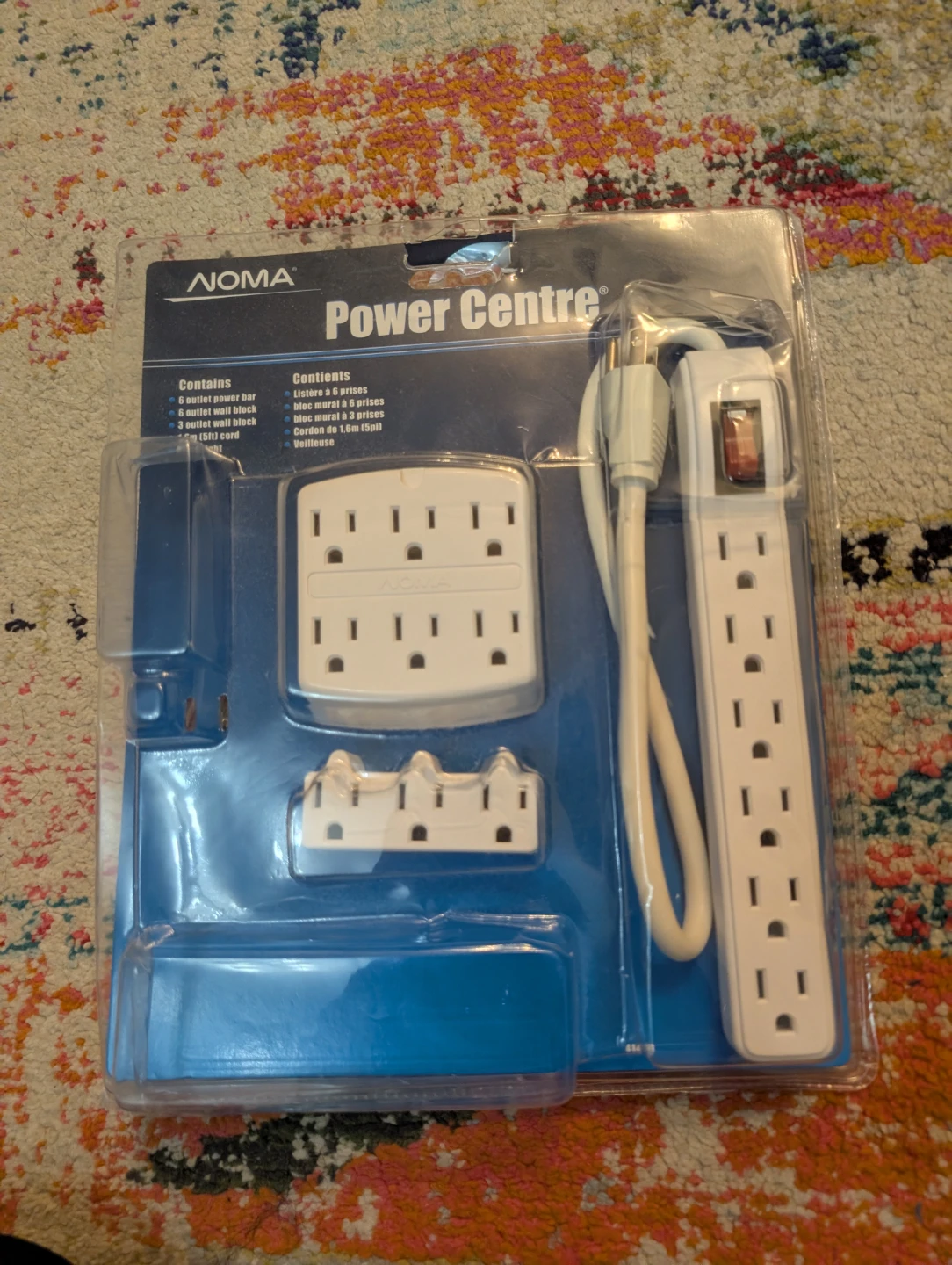 Noma Power Centre 9-Outlet Power Bar with 3-Outlet Wall Block