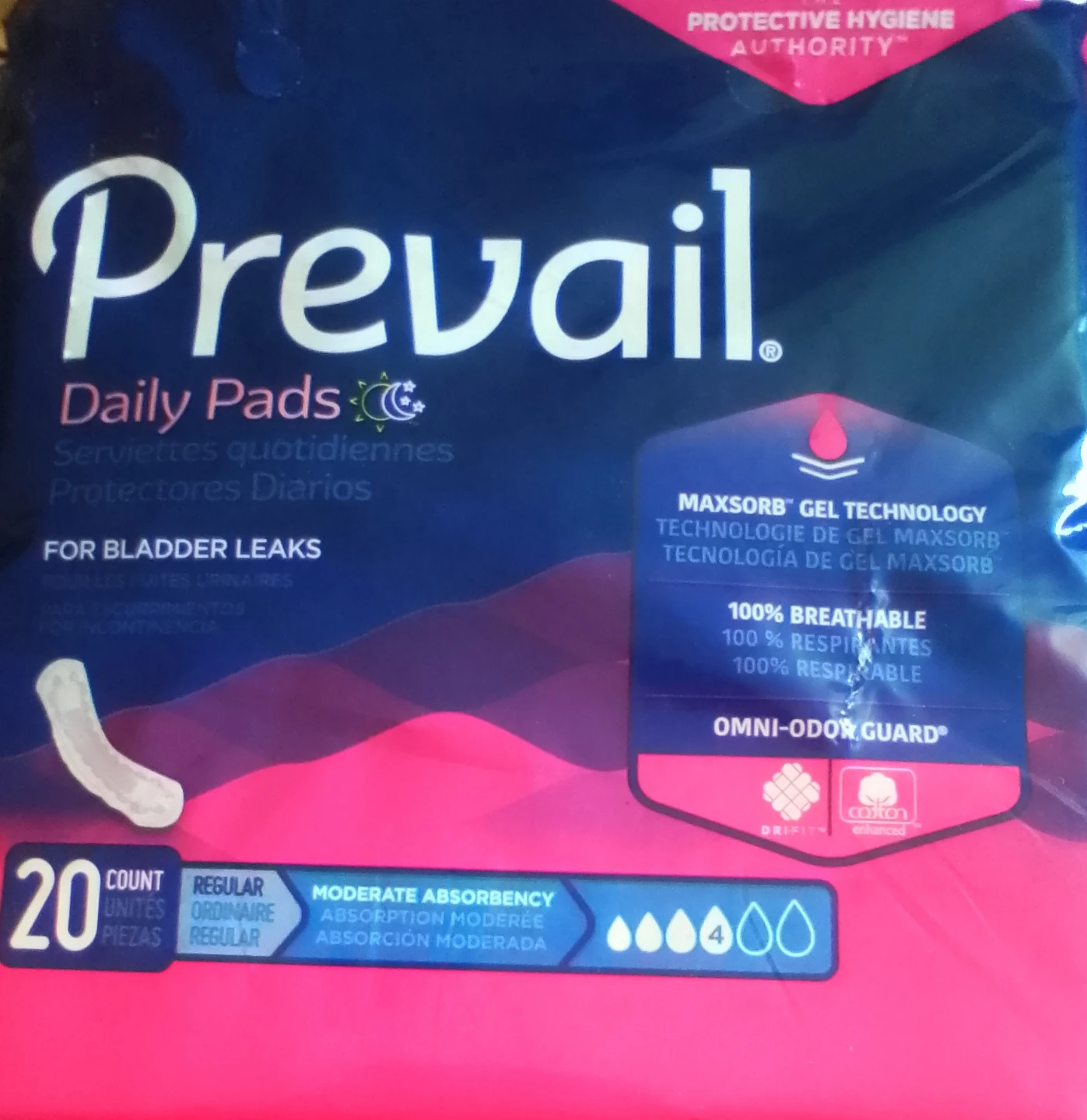 Prevail Daily Pads - Regular - Moderate Absorbency (20 Count)