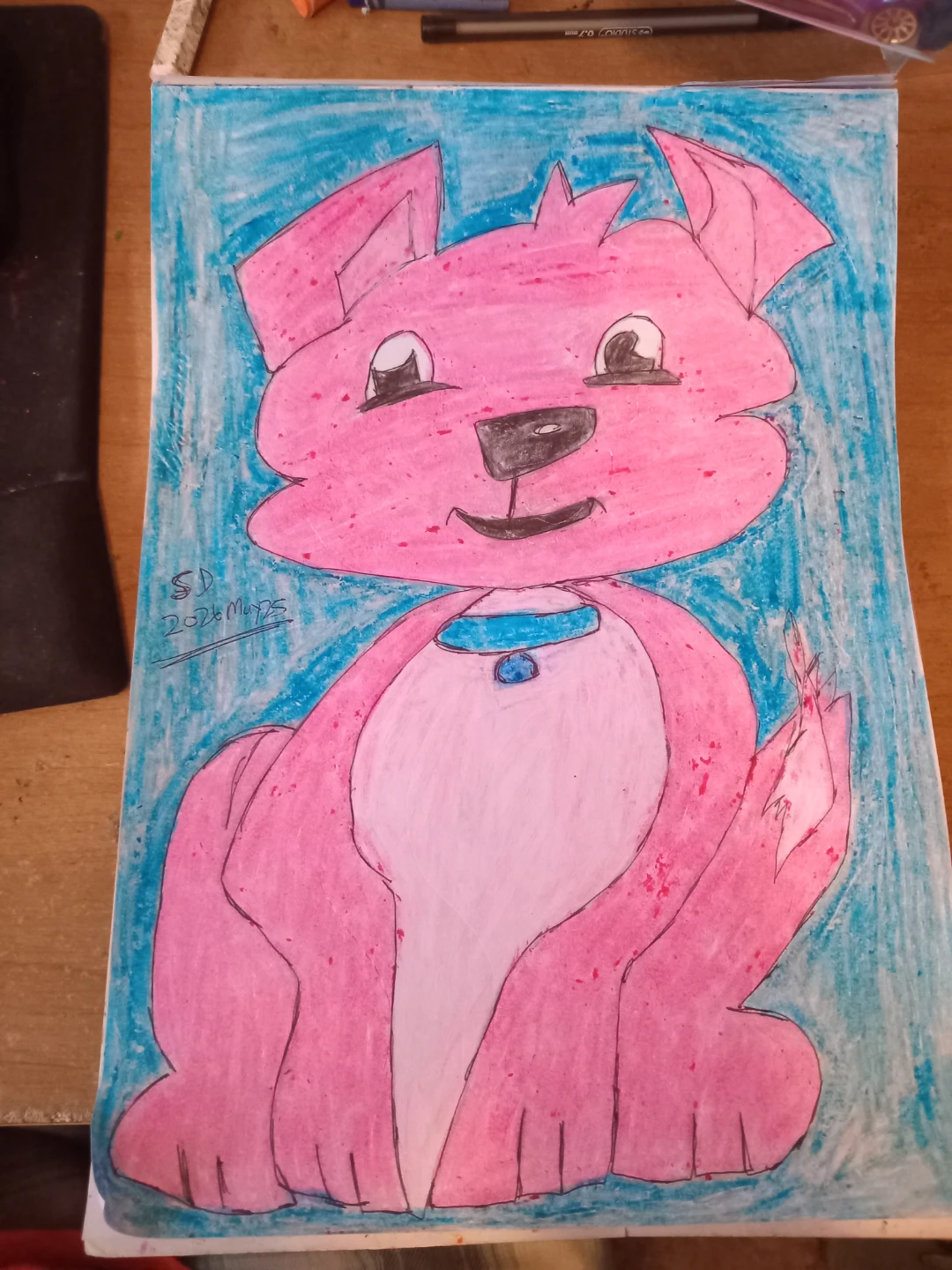 Blue Background: Pink Dog by Custom Artist Sherwin - photo 3