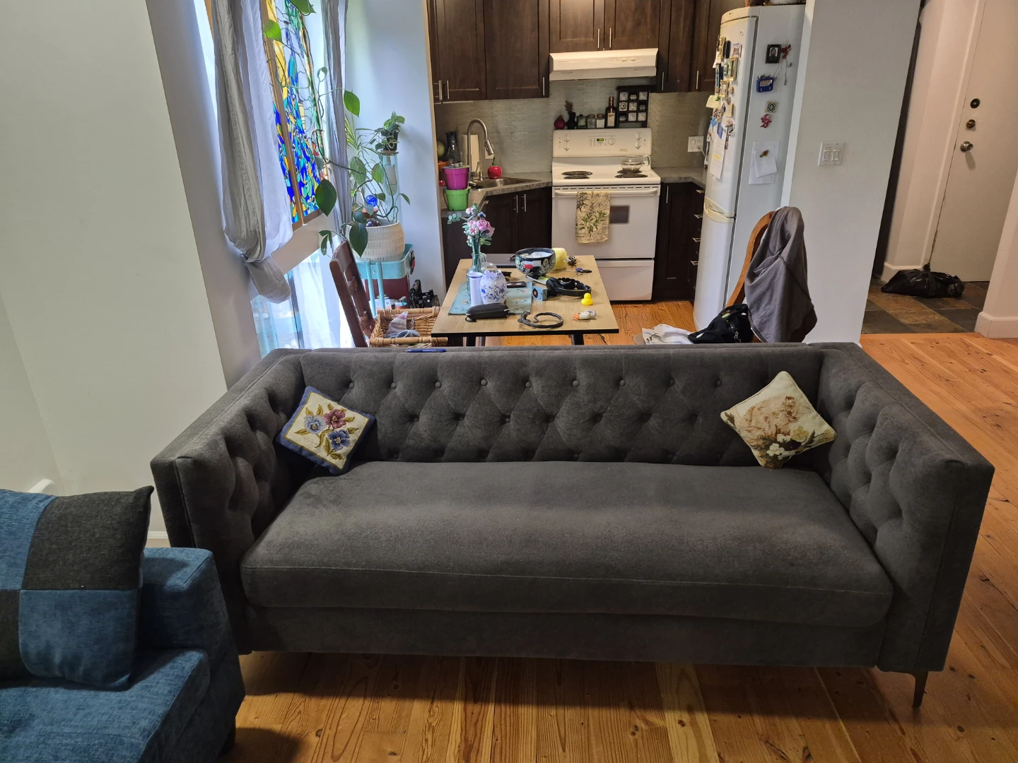 Grey Tufted Sofa
