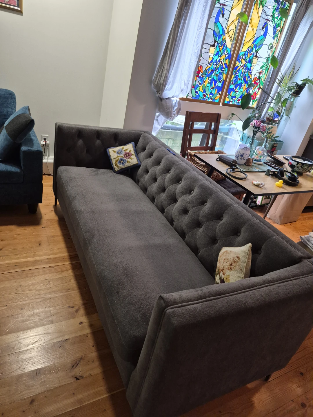 Grey Tufted Sofa - photo 2