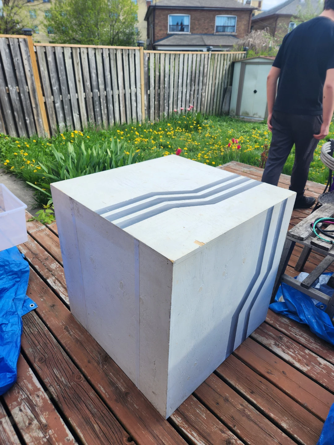 FREE - Cube Side Table - White with Grey Accents - photo 2