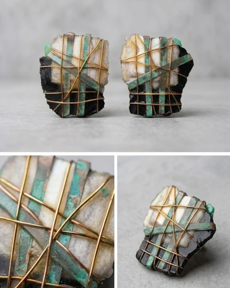 Unique Wire-Wrapped Stone Earrings