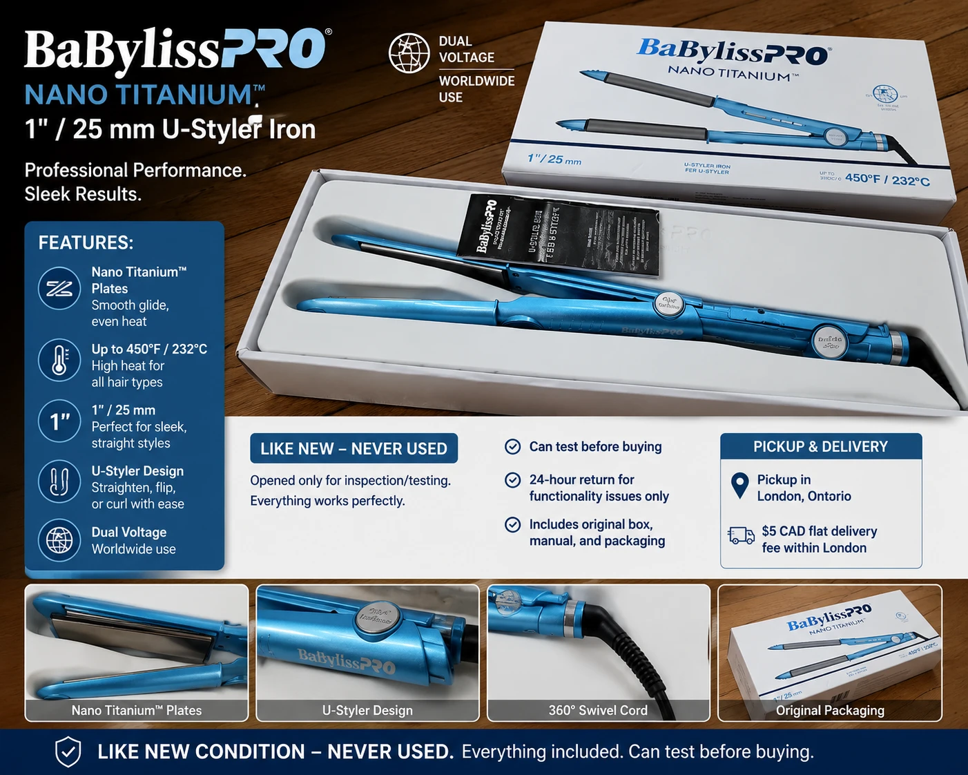 BaBylissPRO Nano Titanium 1" U-Styler Iron