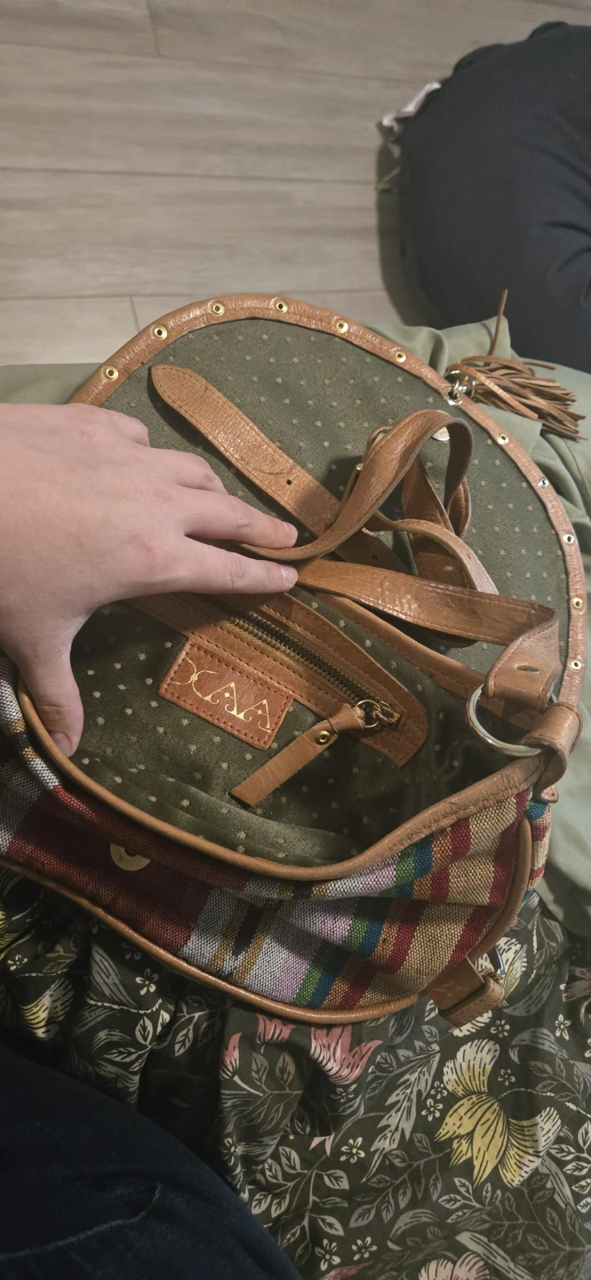 Colorful Striped Crossbody Bag with Cork Owl Design - photo 3