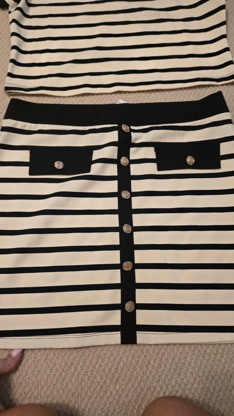 Suzy Shier Striped Top and Skirt Set - Size L/G - photo 2