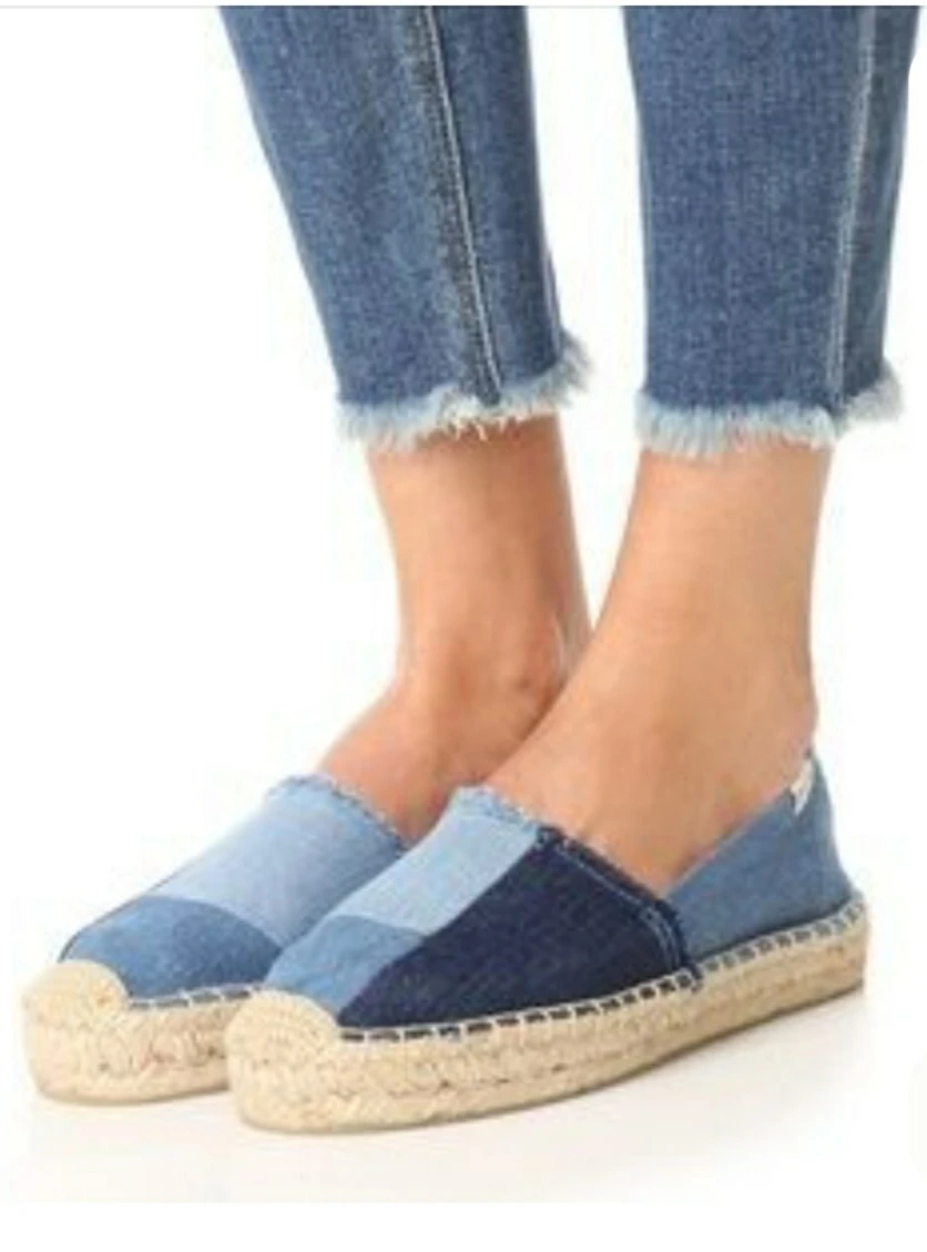 Brand new Fashion Denin Straw Fisherman Flat Heels
