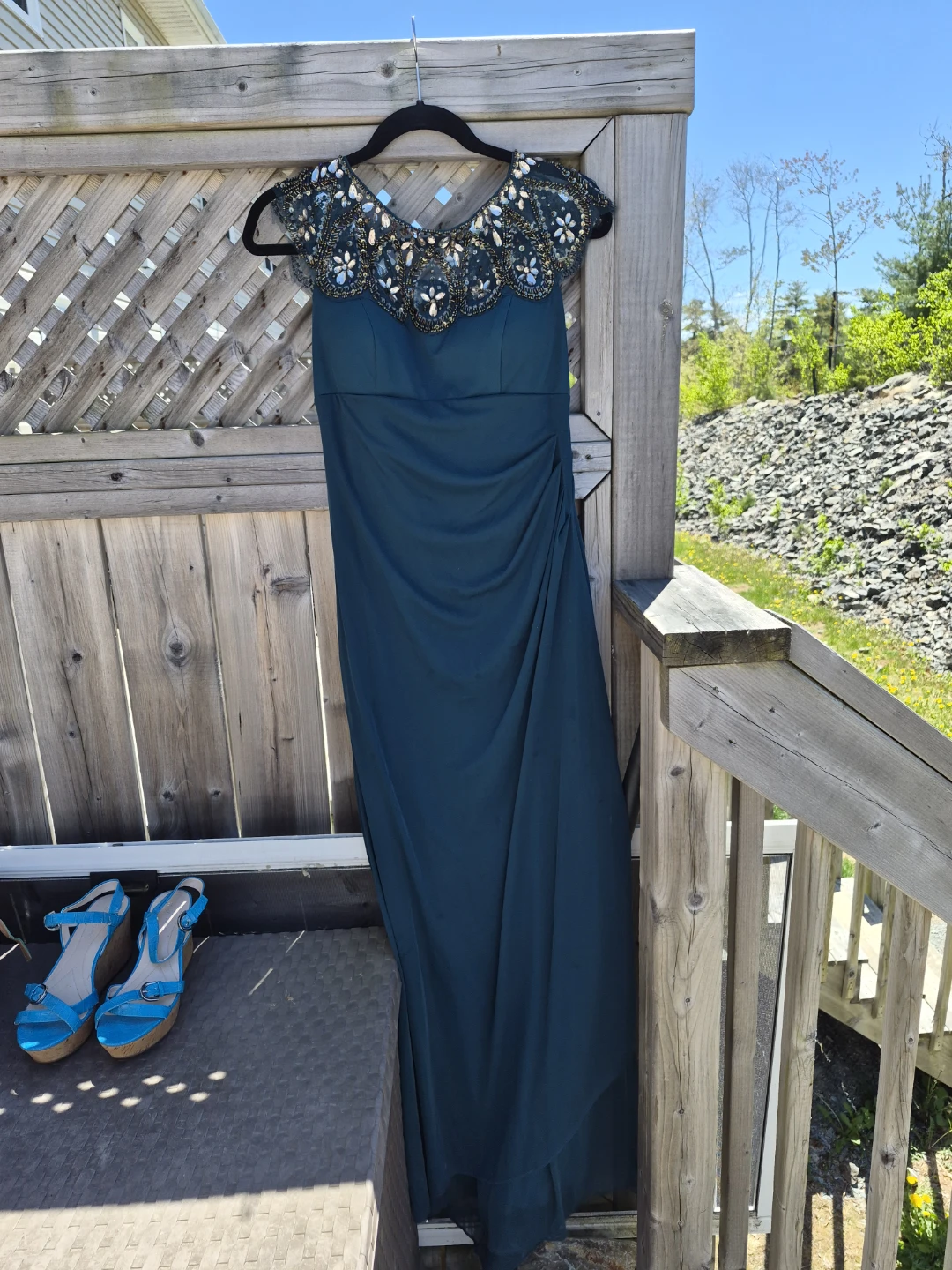 Xscape Embellished Neckline Ruched Gown - photo 5