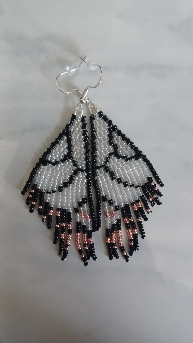 Rose Gold And Clear Beaded Butterfly Wing Earrings
