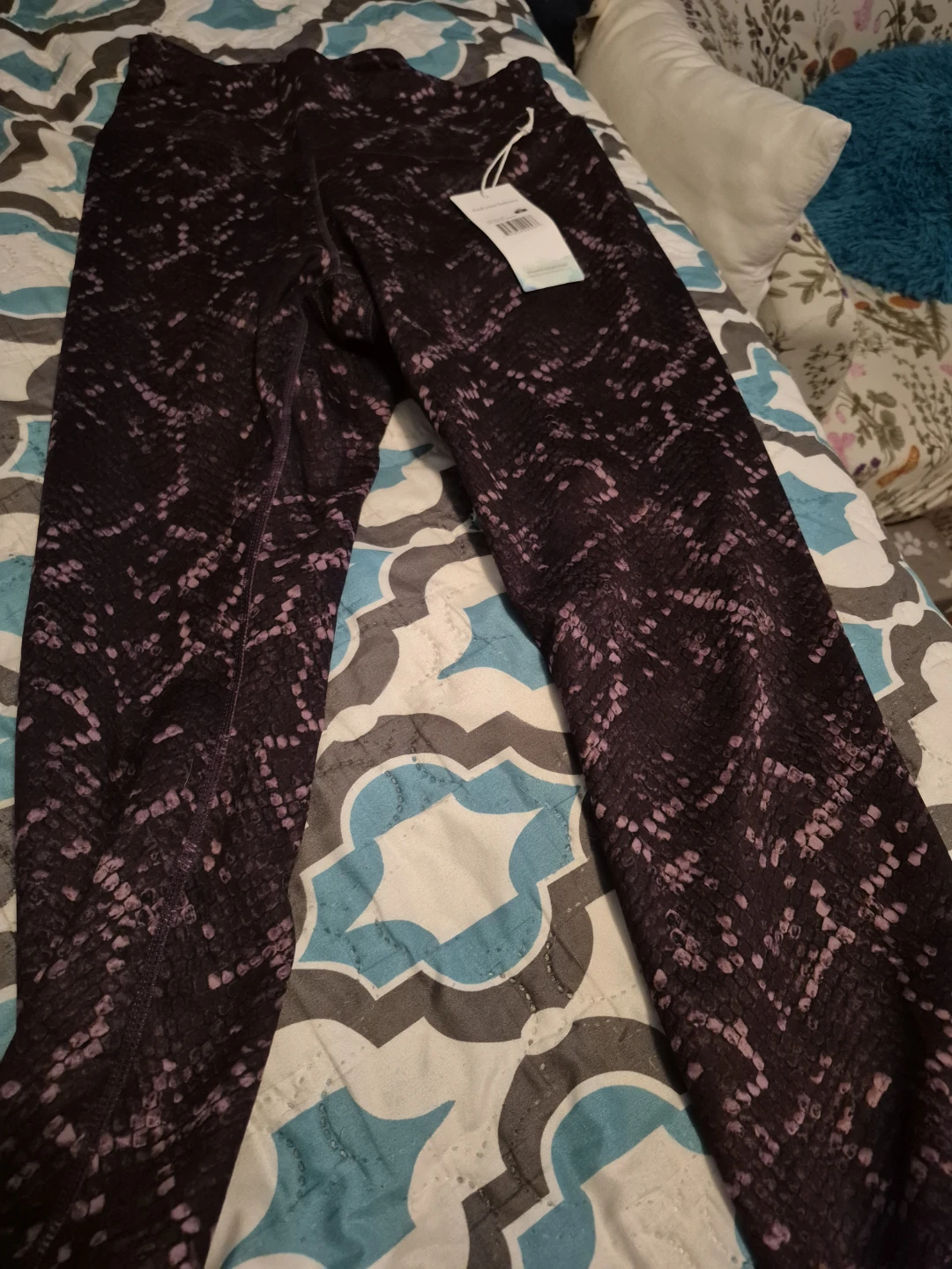 Purple Snake Print Leggings - Size Medium