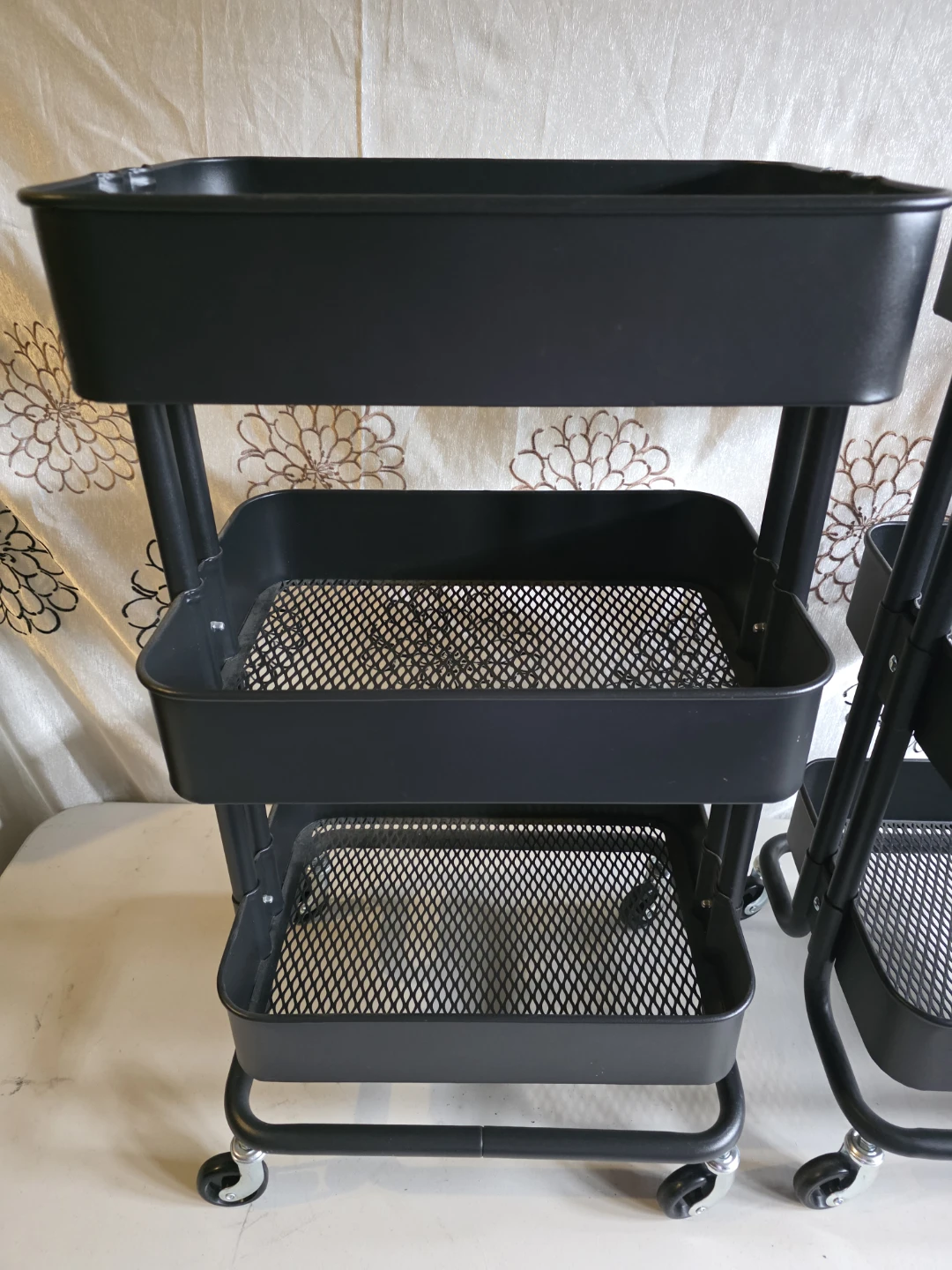 Black 3-Tier Rolling Storage Cart - photo 2