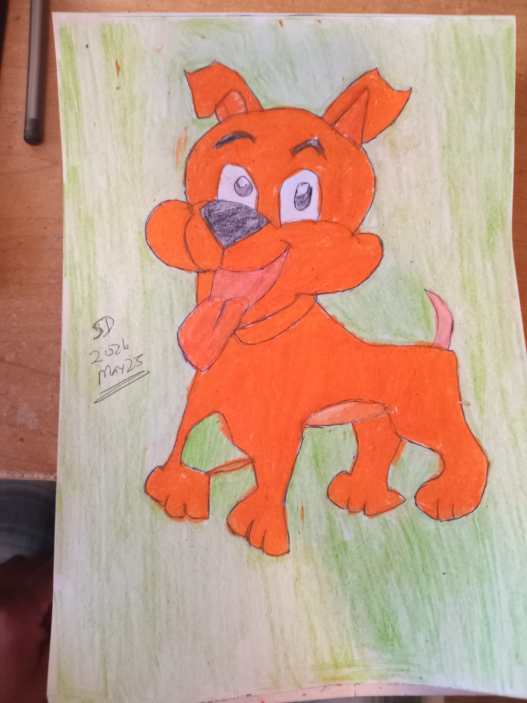 ORANGE DOG WITH LIGHT GREEN BACKGROUND - photo 2