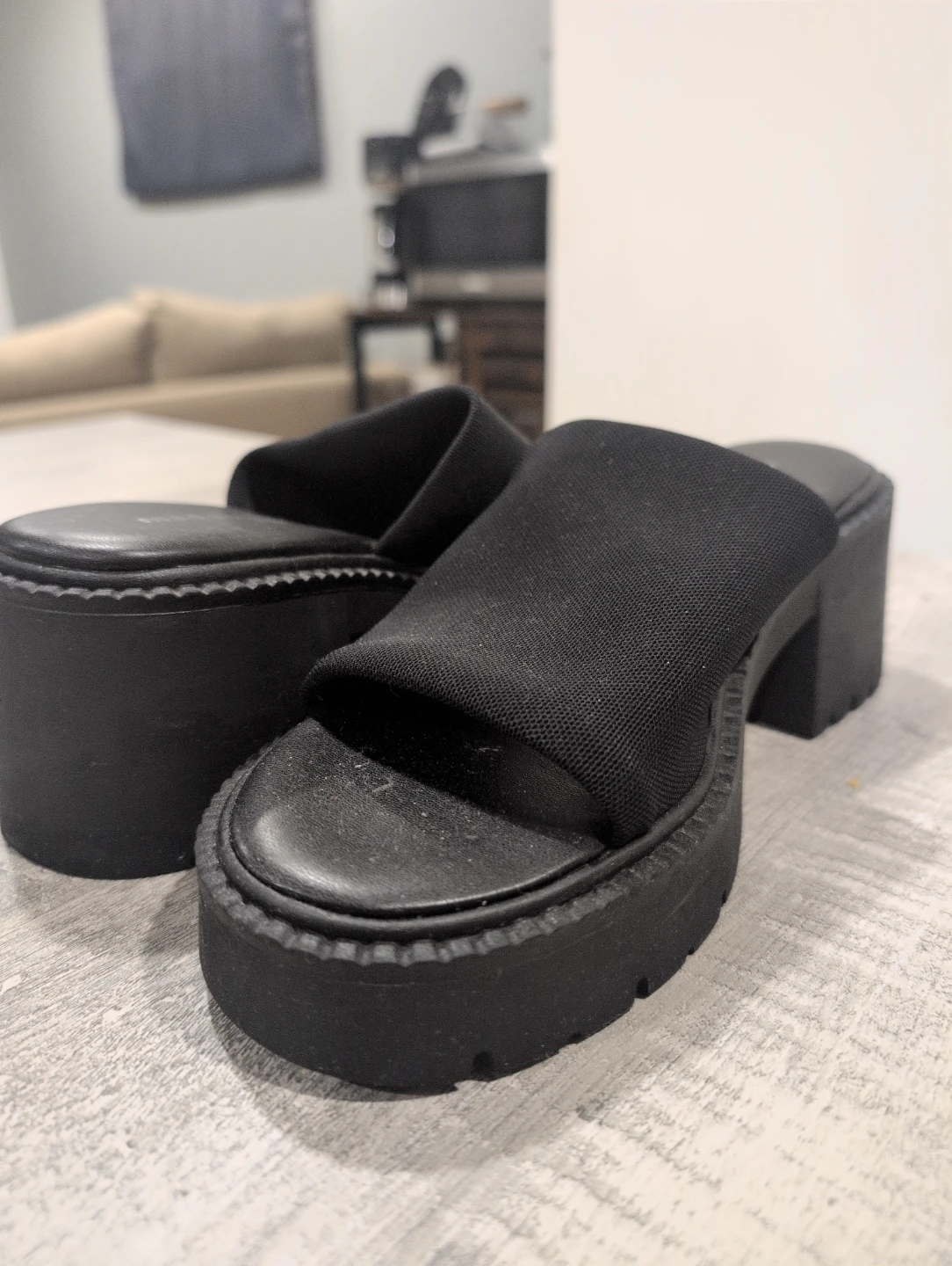 Madden Girl Black Platform Slide Sandals - photo 3