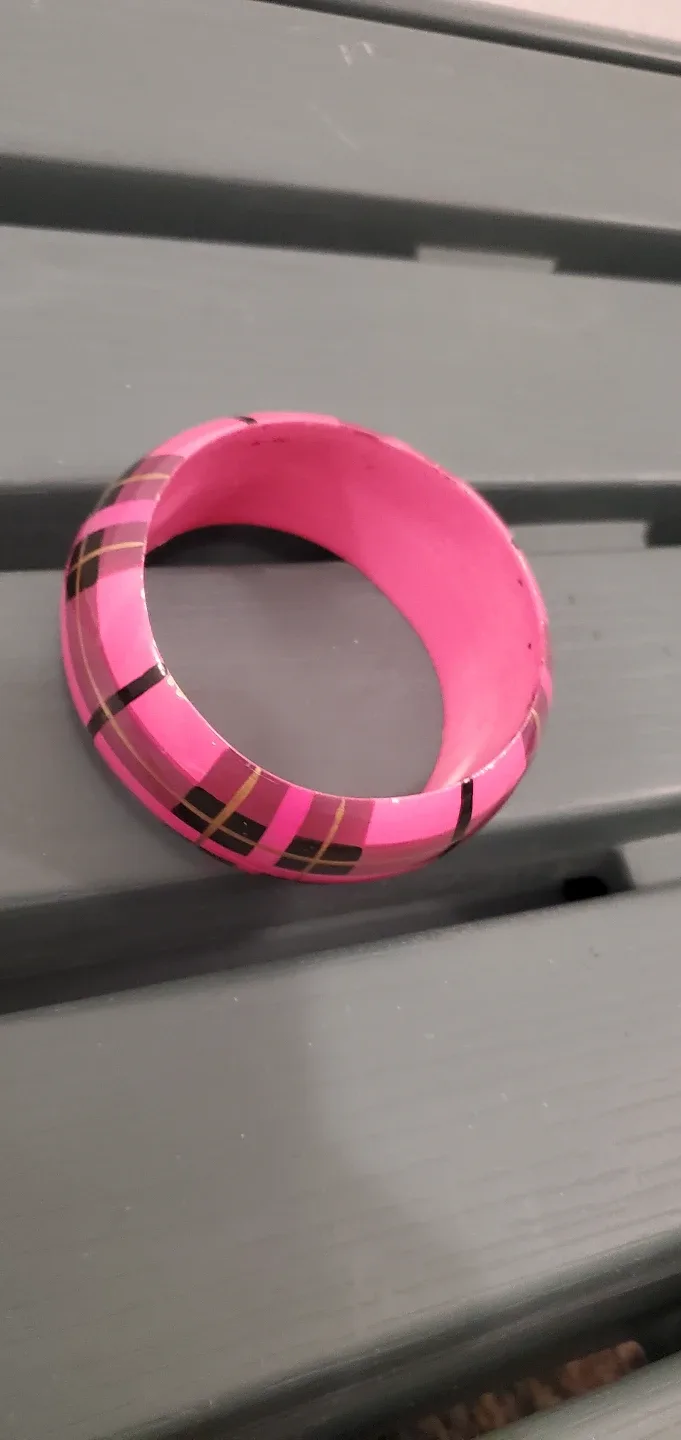 Pink Plaid Bangle Bracelet with keepsake bag - photo 2