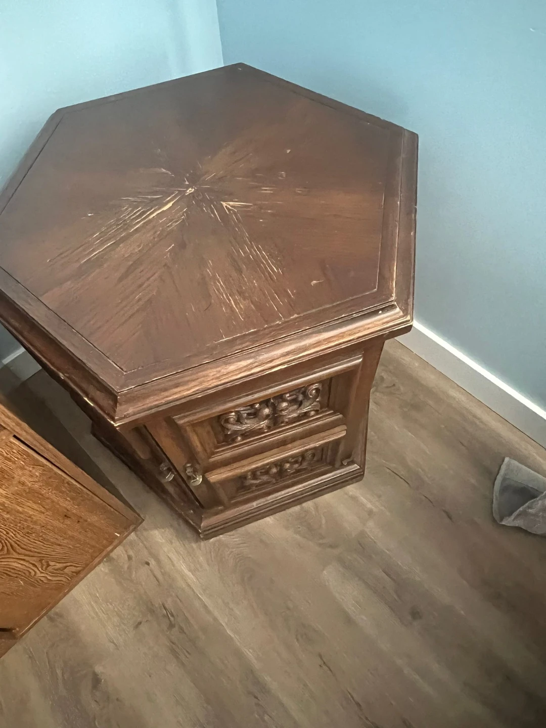 Wooden Hexagonal Side Table
