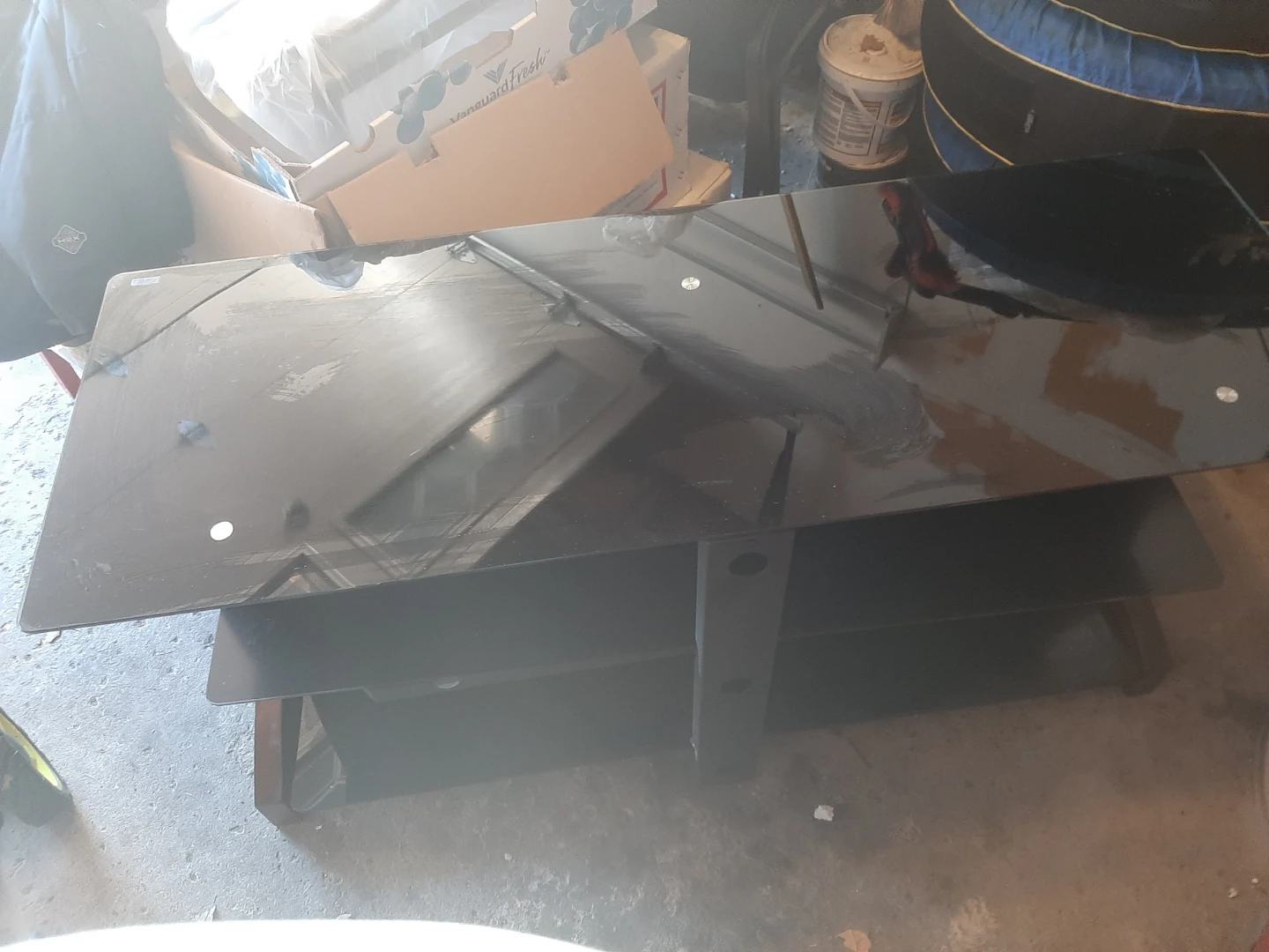 Black Glass TV Stand
