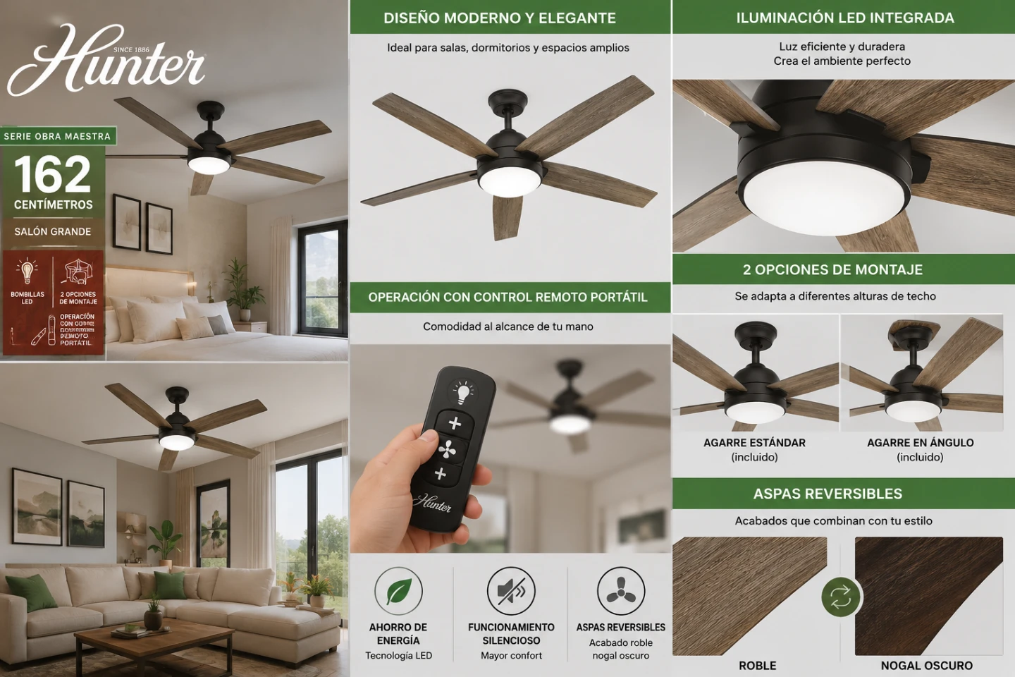 Hunter Kaplan 64” Ceiling Fan w/ LED Light & Remote – New in Box - photo 3
