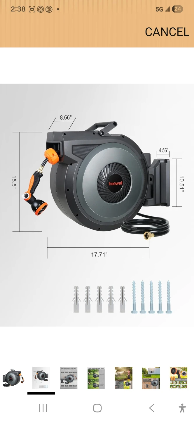 Treewell 50FT Retractable Garden Hose Reel - photo 2