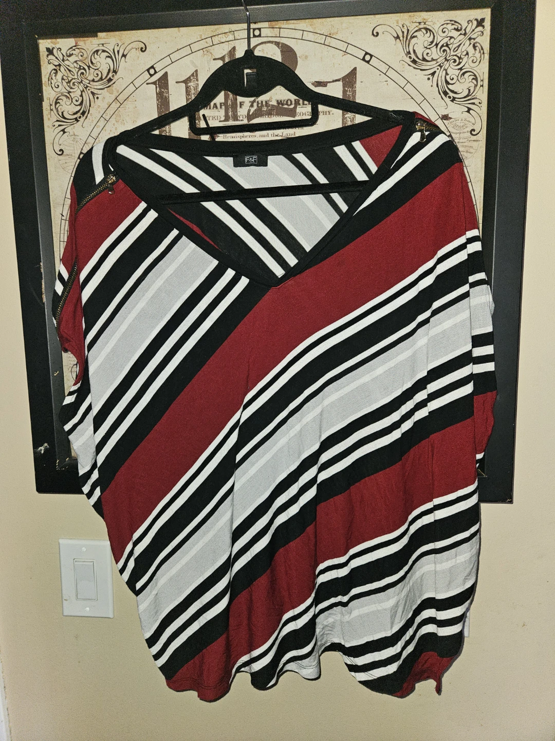 F&F Striped Women's Top with Zipper Accents