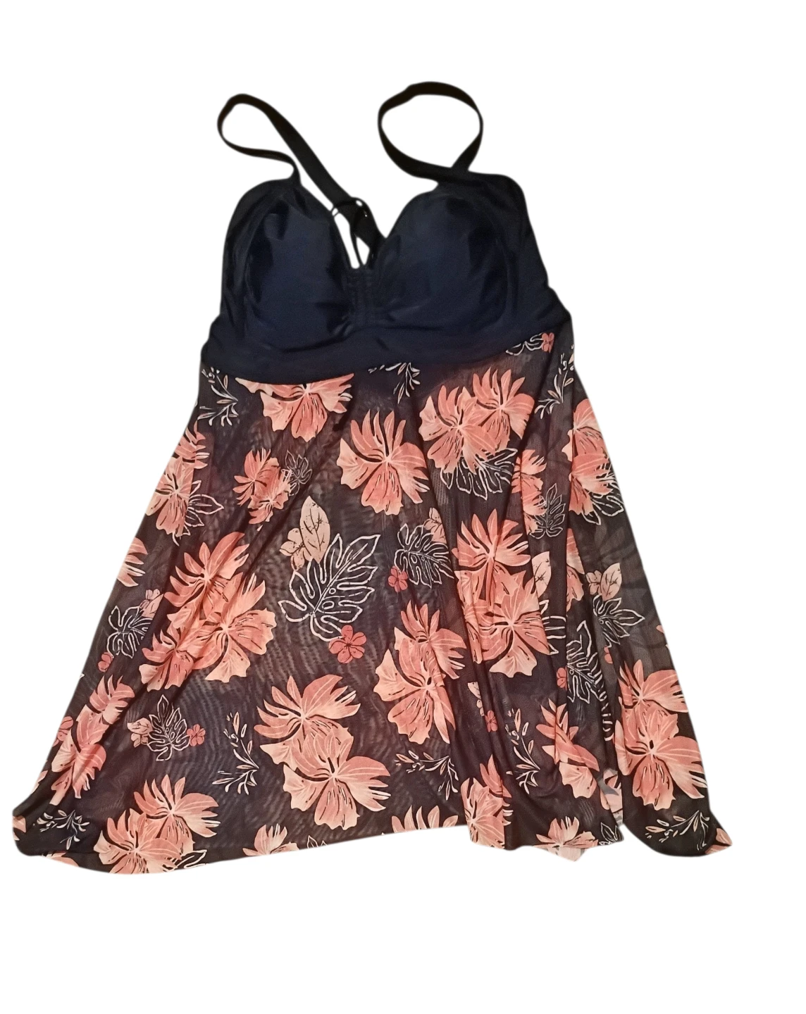 Women's two-piece bathing suit / skirt W/Black & floral design