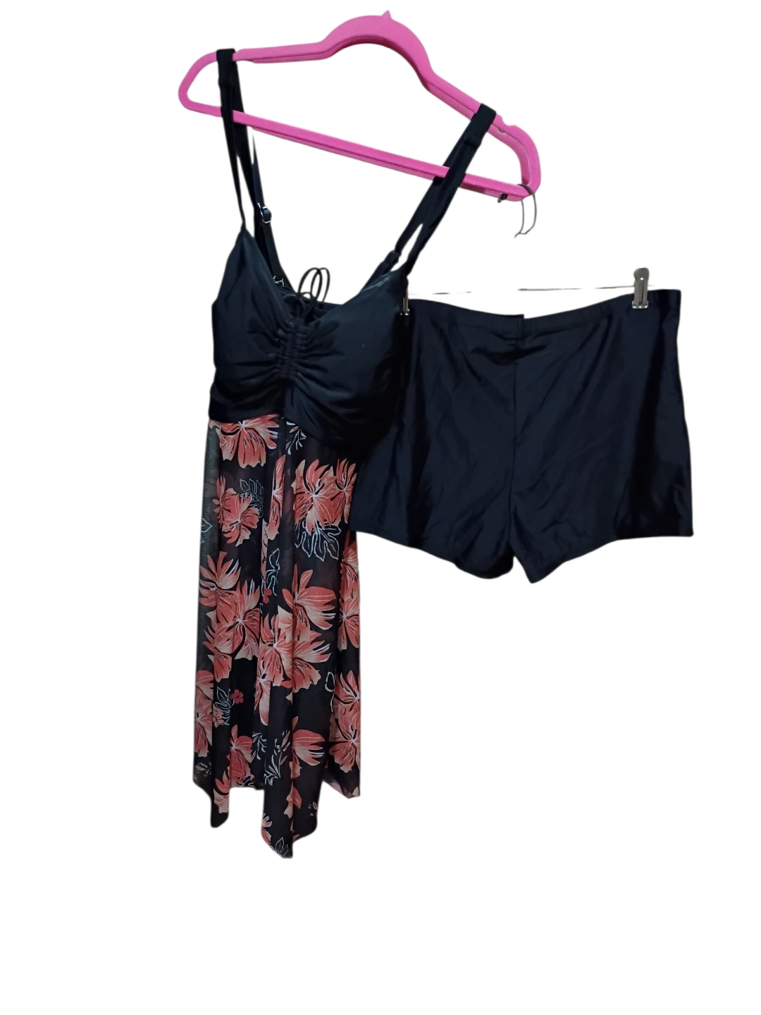 Women's two-piece bathing suit / skirt W/Black & floral design - photo 2