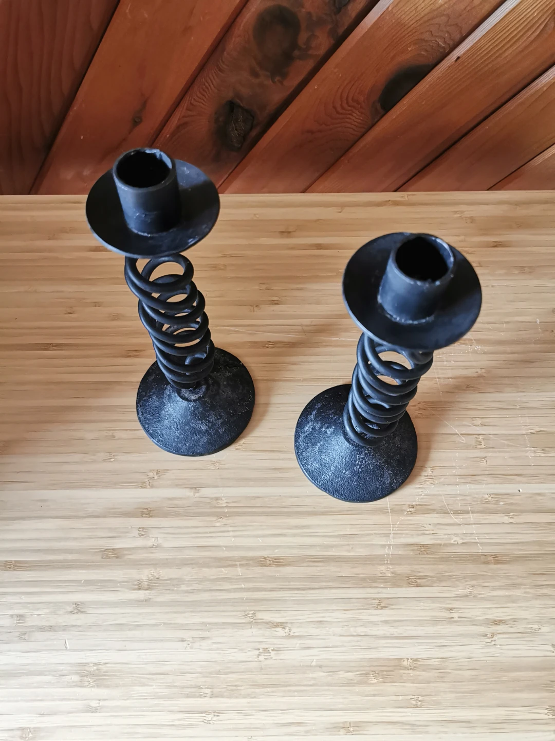 Vintage Brutalist Style Wrought Iron Spiral Candle Holders - photo 4